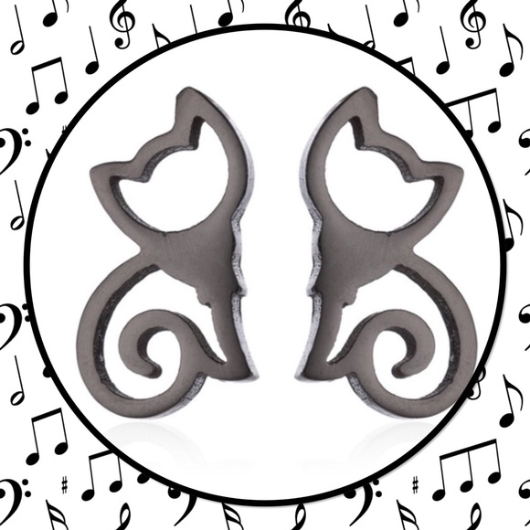 🐯New🐯4/$15🐯Minimalist Hollow Kitty Earrings 🐯 - Picture 2 of 4